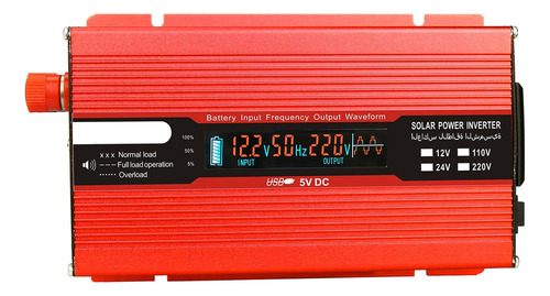 Convertidor De Voltaje Rojo 1500w 3000w 12v 240v Inversor Us