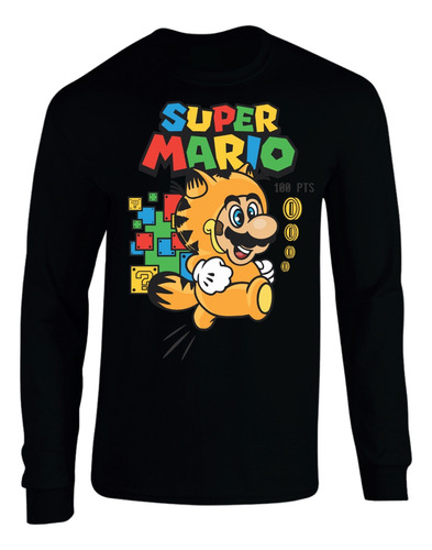 Camiseta Manga Larga Super Mario Bros 3 Camibuso Sueter 