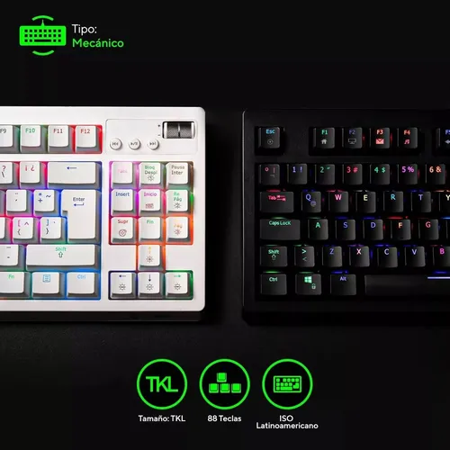 Teclado Mecánico Al 80% Switch Red Vsg Quasar White Edition