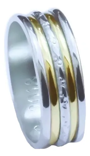 comprar Alianza Plata 925 Oro 18k Ancha 8 Mm Compromiso Casamiento