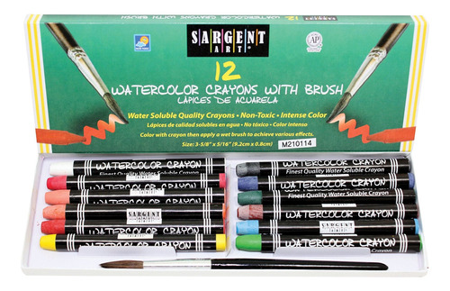 22-1112 12 Crayones De Acuarela Con Pincel, Colores Sur...