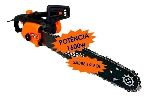 Motoserra Elétrica 1.600w Sabre 16 Polegadas Eletroserra Cor Preto/laranja Voltagem 110v