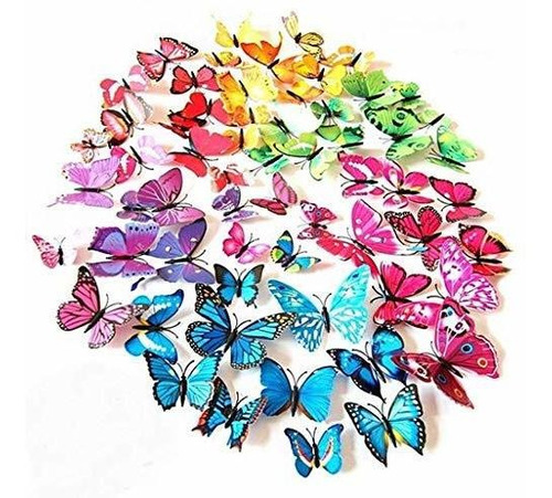 Mariposas 3d Para Decorar Paredes, 72 Unid. 6 Colores.