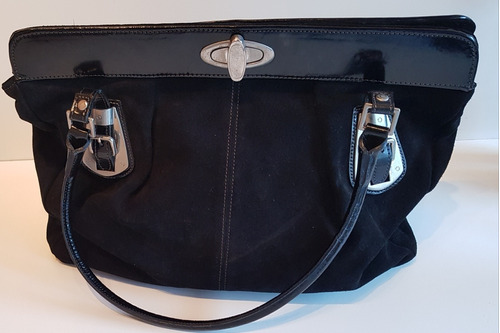 Bolso Gamuza Y Charol Negro 