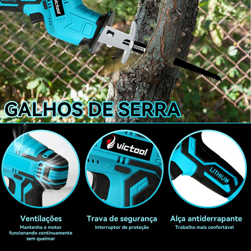 Victool Serrote Elétrico Recíproco Sem Fio Com 5 Lâminas