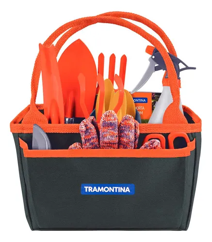 Kit Para Jardinagem Com Bolsa Cinza De Lona 13 Peças Tramont