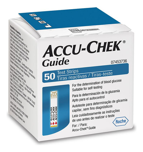 50 Tiras De Teste Glicemia Glicosimetro Accu Chek Guide