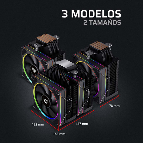 Enfriamiento De Aire Heliux Pro Hex50 Rgb 4 Pipas Tdp 220 W Led Blanco