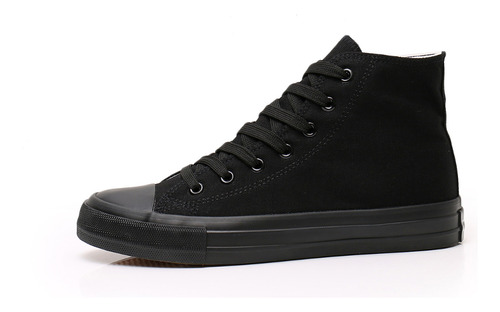 Zapatilla Hombre Urbana De lona Casual Caña Alta Negra-7254