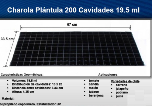 Charola Semillero 200 Cavidades Duración Mas De 8años (10pza