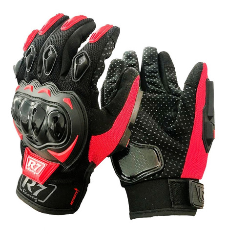 Guantes Moto R7 Racing R7-1 Touch Rojo Limpiador De Mica