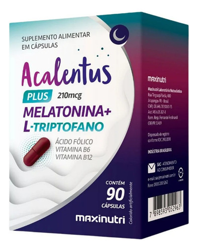 Melatonina Com L Triptofano Vitaminas B6 B9 B12 90cps