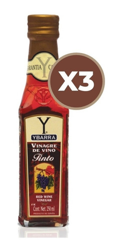 Vinagre De Vino Tinto Ybarra 250 Ml. Pack X3