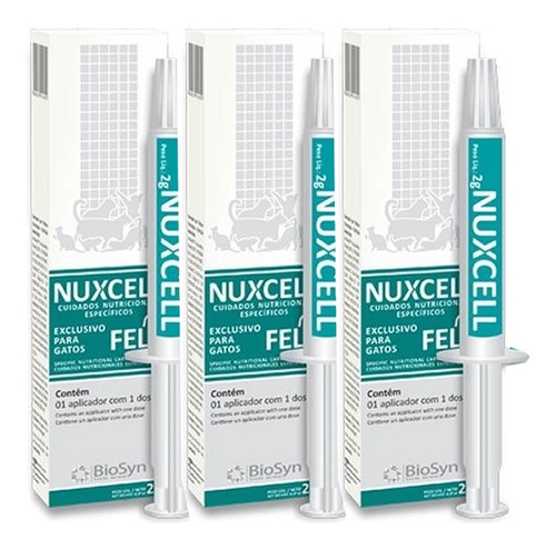 Kit 3 Suplemento Nutricional Nuxcell Fel Para Gatos Felinos