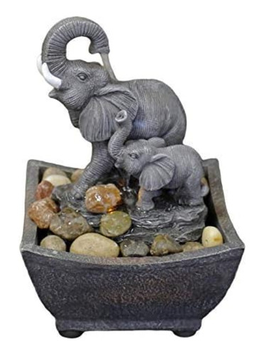 Fuente Mini Decorativa Portátil Elefantes Interior Exterior 