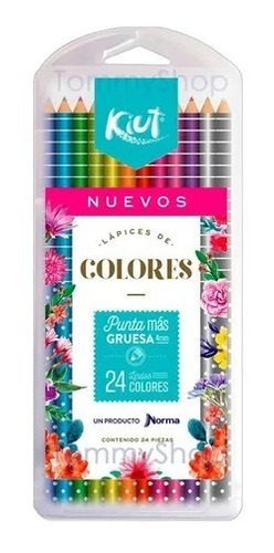 Kiut 24 Colores De Madera En Estuche De Plastico Lapicera