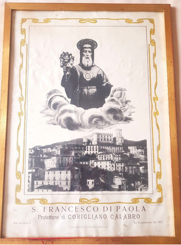 Antiguo Grabado Italiano De 1927 Con San Francisco De Paula