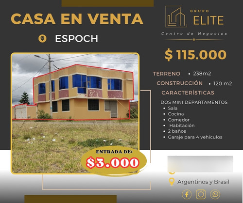 Vendo Bonita Casa Rentera Por La Espoch Riobamba