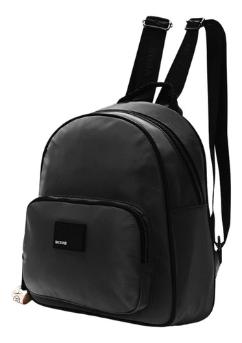 Mochila Con Llavero Astrid Skora Color Negro Diseño De La Tela Liso