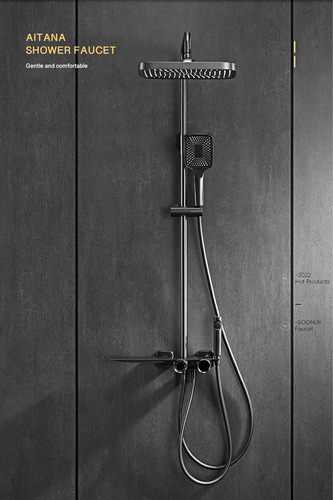 Llave Monomando Ducha Columna Black Digital Thermostatic Fk