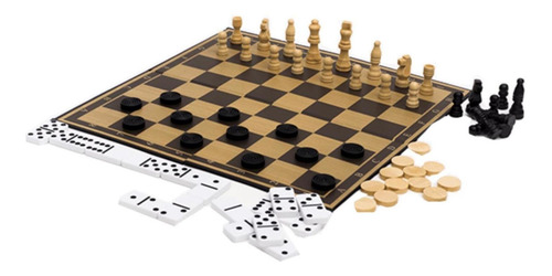 Set Juegos Clásicos 3 En 1 Ajedrez/damas/domino Novelty