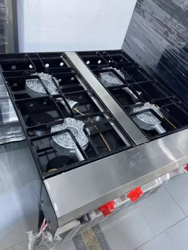 Cocina Industrial 4 Hornillas En Acero Inoxidable Con Ruedas