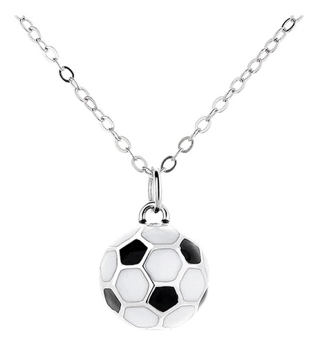 Collar Con Colgante De Pelota De Fútbol De Plata De Ley 925 