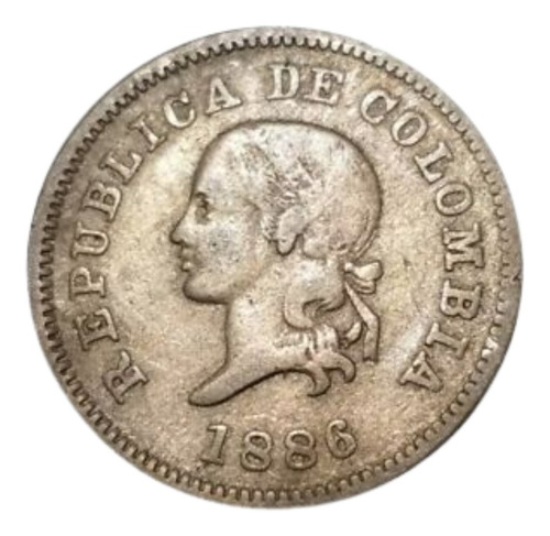 Moneda De 5 Centavos De Colombia De 1886 En Niquel