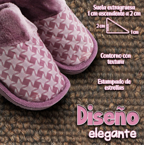 Imagen 6 de 9 de Pantuflas Sandalia Unisex Peluche Suave Comodas Felpa Mixta
