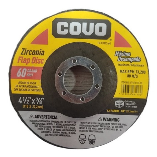 Disco Flap 4 1/2  Zirconio  Grano 40-60-80  Para Pulir 