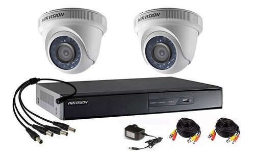  Camara Seguridad Kit Hikvision Dvr 16ch + 2 Dom 1mp + Cable