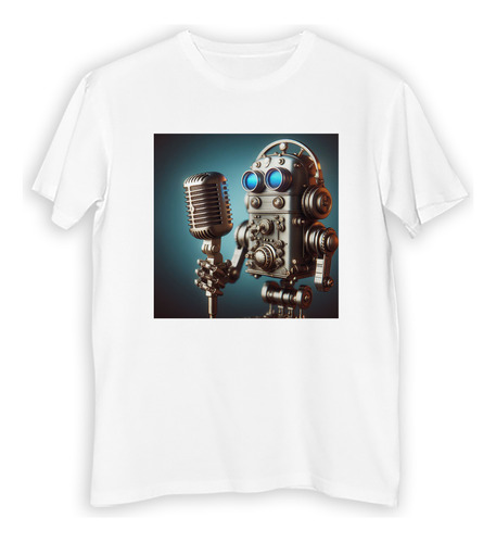 Remera Hombre Microfono Vintage Robot Radio Musica M3