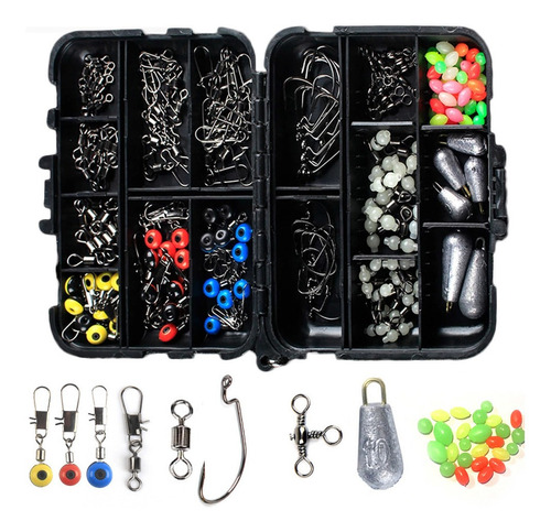 Caja De Pesca Kit Completo Gadnic Estuche Con 177 Unidades Color Negro