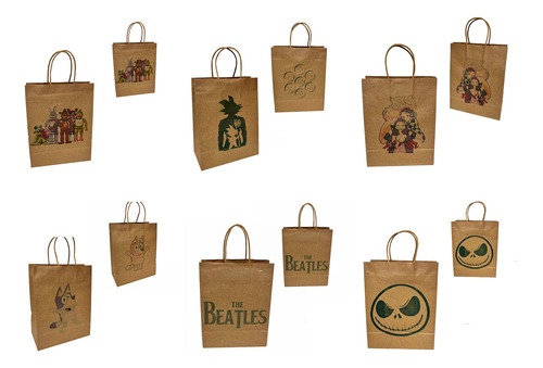 Lote De 5 Bolsas De Regalo Sublimadas De Papel Kraft Nuevas