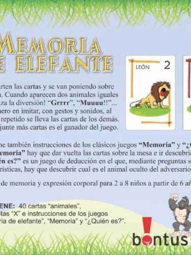 Memoria De Elefante Juego De Mesa Original Bontus