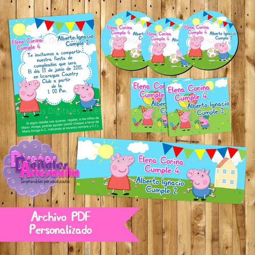 Kit Imprimible Personalizado Peppa Y George Pig