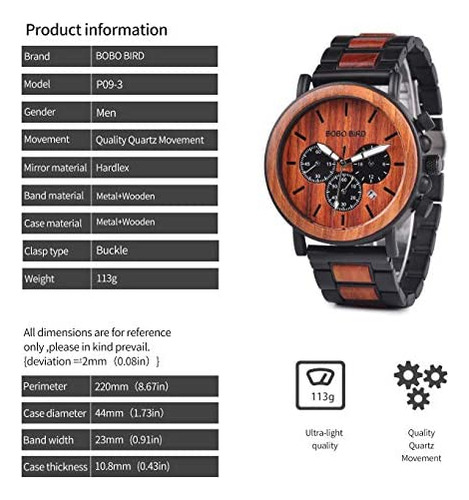 Reloj Pulsera Bobo Bird Informal Para Hombre
