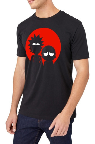 Playera Negra Dama Y Caballero Estampado Diseño Rick Y Morty