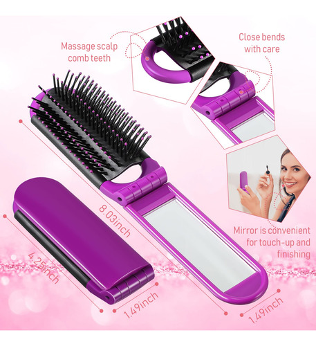 30 Piezas Set Cepillos De Cabello Plegables Con Espejo Cepil