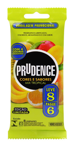 Imagem 1 de 4 de Preservativo Mix Tropical Leve 08 Pague 06 Unidades Prudence