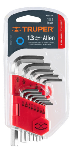 Juego De 13 Llaves Allen Std Con Organizador 15545 Truper