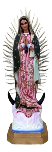 Virgen De Guadalupe 30 Cm  De Resina Manto Verde