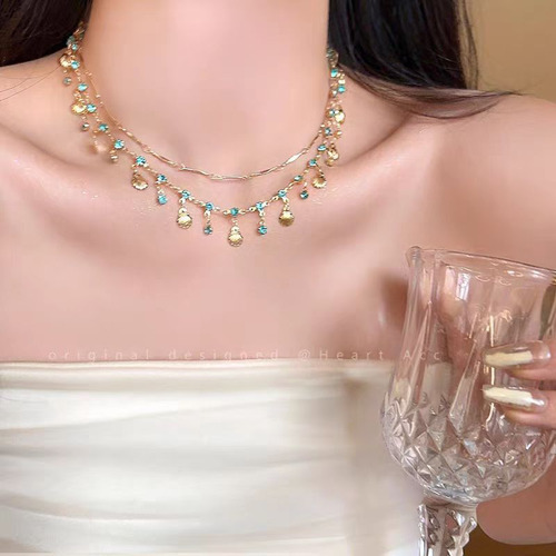 Collar Conchas Doble Capa Superbrillante Pulsera De Conchas