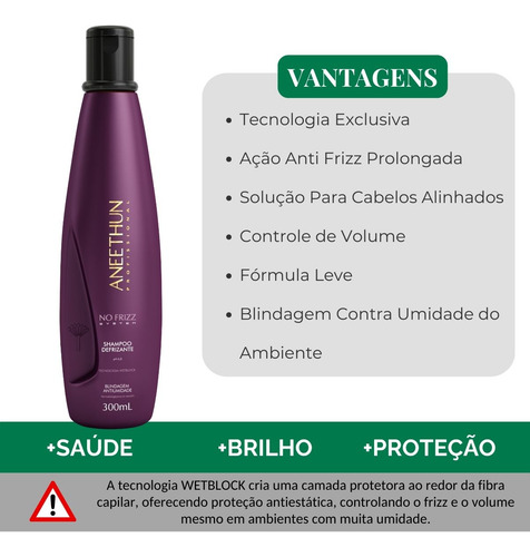 Shampoo No Frizz System Controle Volume Aneethun