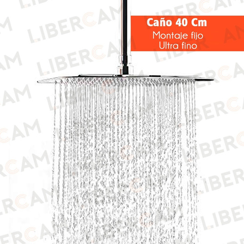 Imagen 5 de 10 de Flor Ducha Cuadrada 20x20 Acero Inoxidable + Brazo Caño 40cm