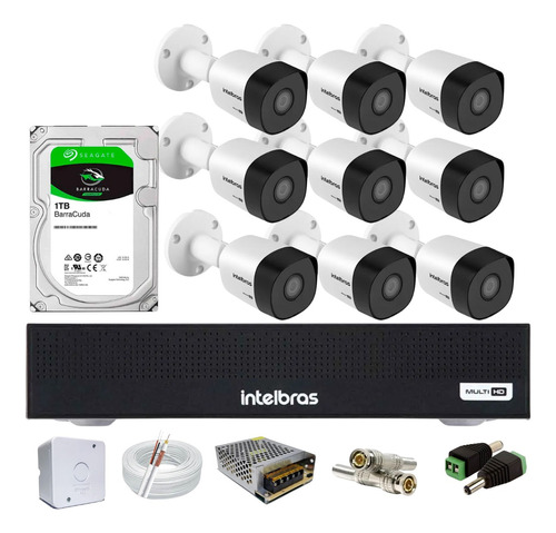 Kit Intelbras 9 Vhd 1230b, Dvr 16ch Mhdx 3116c, Hd 1 Tera 