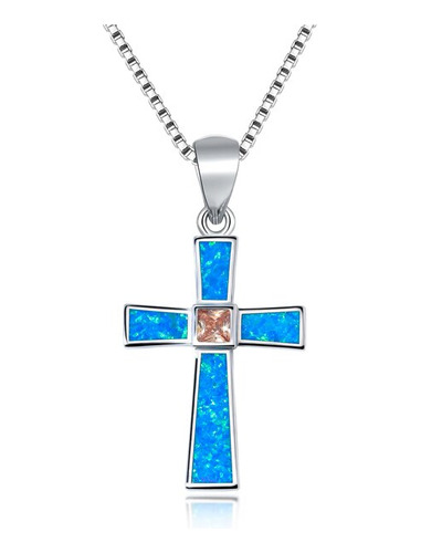 Cinily-collar De Ópalo De Fuego Azul Con Gema Morg Azul