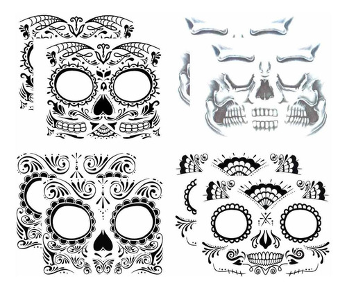 Cokohappy Día De Los Muertos, Calcomanía De Tatuaje De Cara