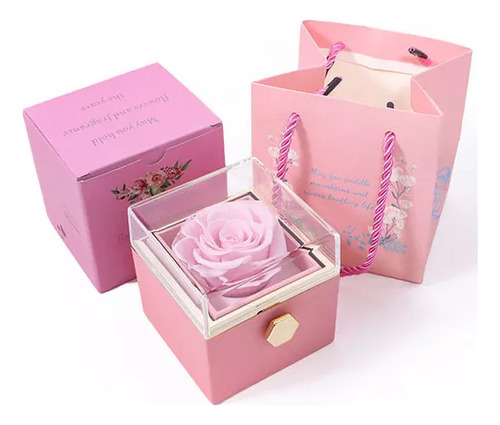 Caja De Regalo Rosa Para Collar De San Valentín X1