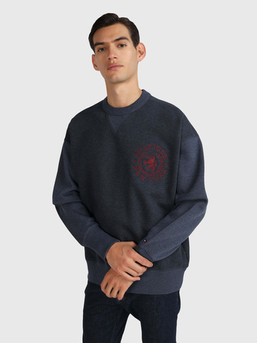 Sudadera Azul Con Escudo New York Tommy Hilfiger Hombre